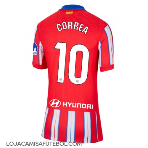 Camisa de Futebol Atletico Madrid Angel Correa #10 Equipamento Principal Mulheres 2024-25 Manga Curta